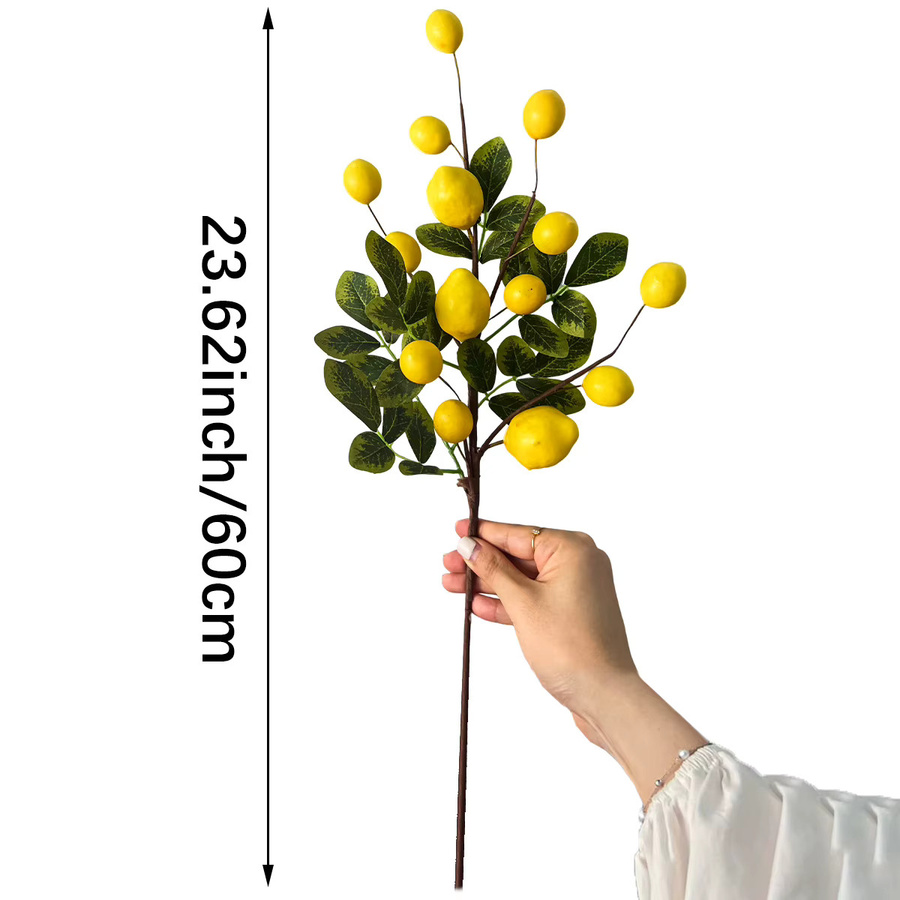 XIYA FLOWER Künstlicher Zitronenzweig mit Früchten in Gelb für mediterrane Vasenarrangements - Bild 3