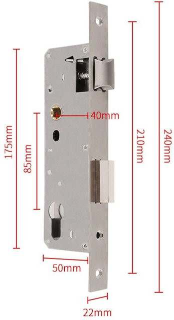 Wanghengch Universelles Einsteckschloss für Außentüren aus Edelstahl in Silber, B/H: 85 x 40 mm - Bild 1