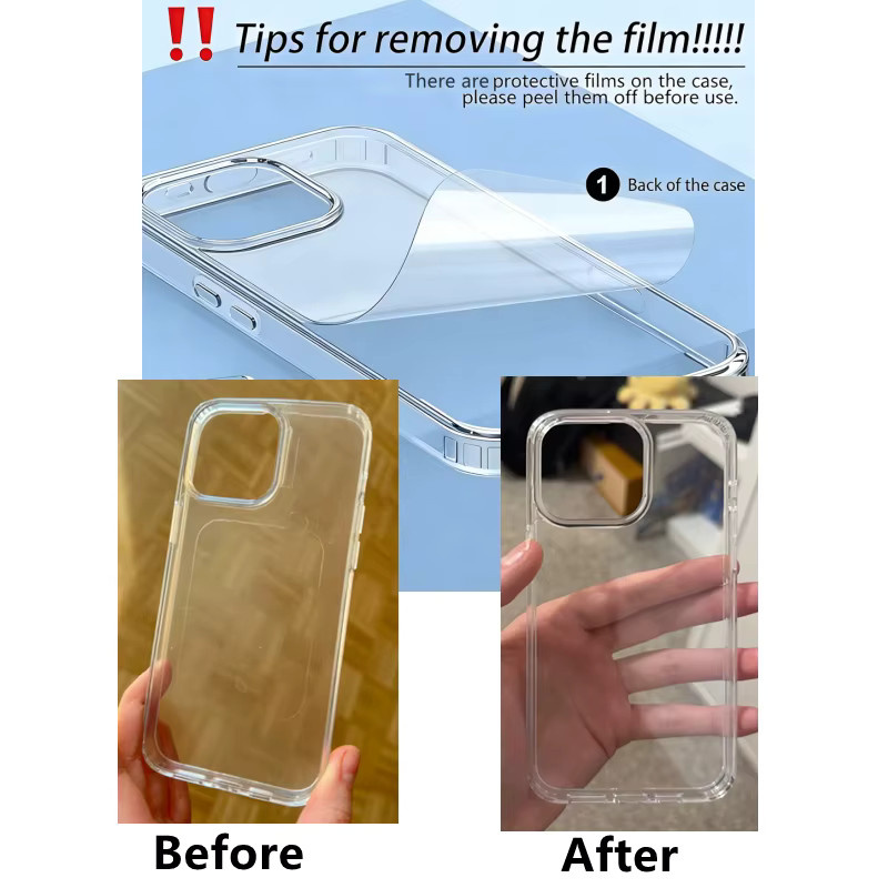 Stoßfeste transparente Handyhülle von EIENACOCO für iPhone 18 17 Air 16 15 14 Plus 13 12 11 Pro Max mit HD-klarer Acryl-Rückseite - Bild 3