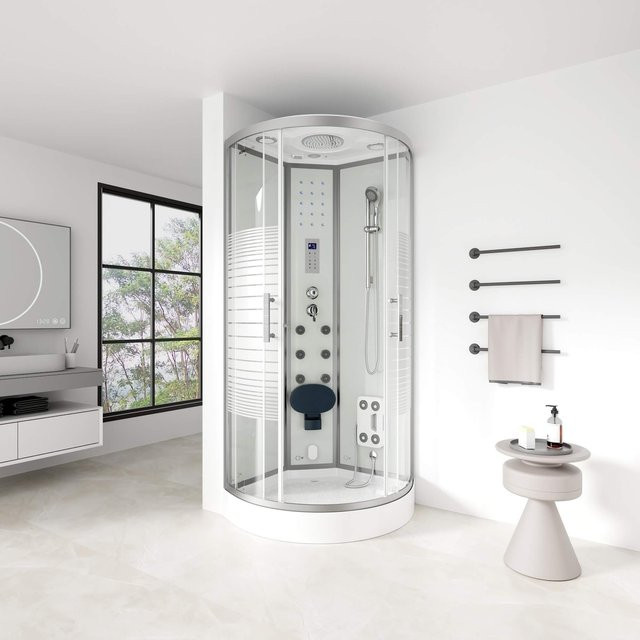 HOME DELUXE Dampfdusche mit Wasserfall und Dampfsauna WHITE PEARL in Weiß, B/T: 90 x 90 cm - Bild 1