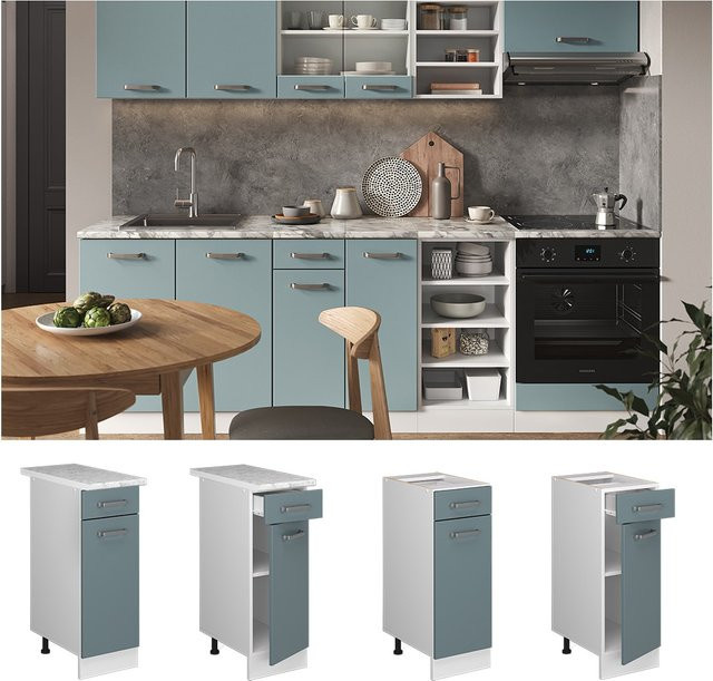 Vicco Küchenunterschrank R-Line Schubunterschrank in Blau und Weiß mit einer Breite: 30 cm - Bild 1
