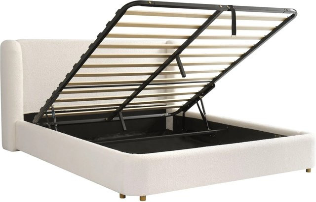 Merax Polsterbett mit Hydraulikfunktion in Bouclé, Beige, B/T: 180 x 200 cm - Bild 1