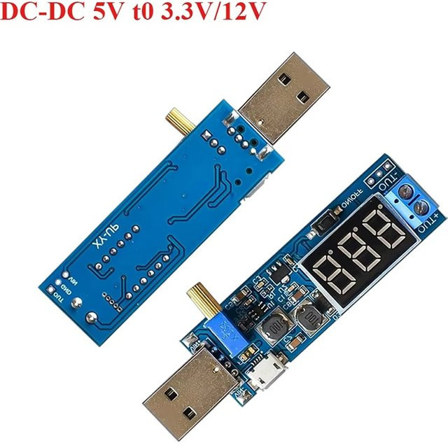 USB DC Boost Buck Converter DC-DC Modul mit USB-A und USB-C Anschlüssen in Blau, Einstellbarer DC Konverter von 1,2V bis 24V - Bild 1