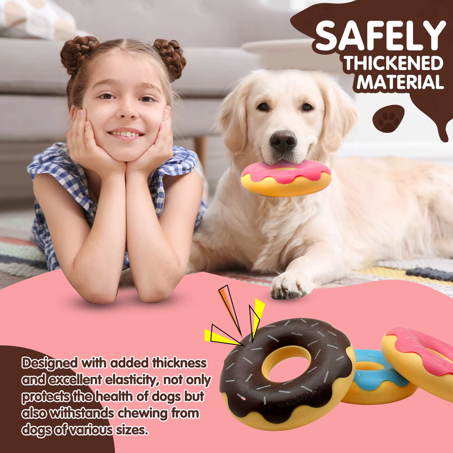 Qzee Gummi-Donut-Hundespielzeug, mit Funktionen zum Zähneknirschen, Zahnreinigung, interaktiver Begleitung, Entspannung und zur Ausdruckssteigerung - Bild 2