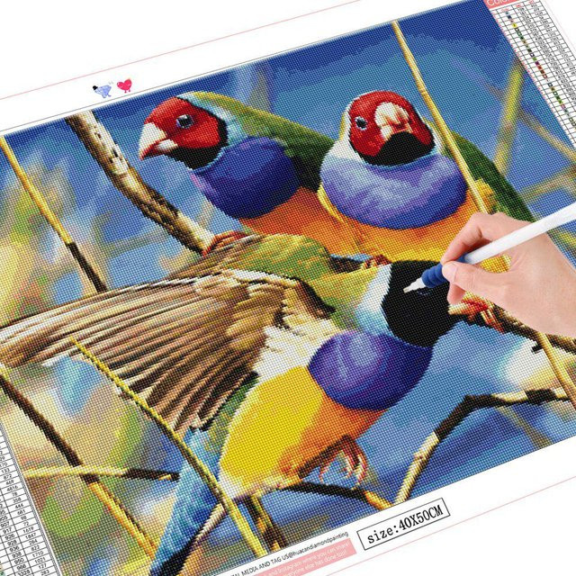 FIYO Diamant-Gemälde Vogel als Diamant-Stickerei Set in Multicolour, Wanddekoration B: 30 cm, H: 20 cm - Bild 1