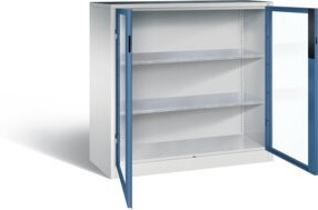 C+P Werkzeugschrank Acurado mit Türen und Schloss, Farbe: Front Fernblau, Korpus Lichtgrau, H x B x T: 120 x 120 x 50 cm - Bild 1