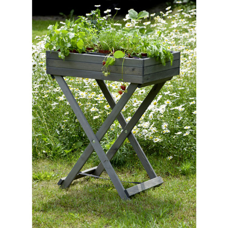 Dobar Klappbarer Kräutertisch aus Kiefernholz in Grau BxHxT: 58 x 75 x 38 cm - Bild 3