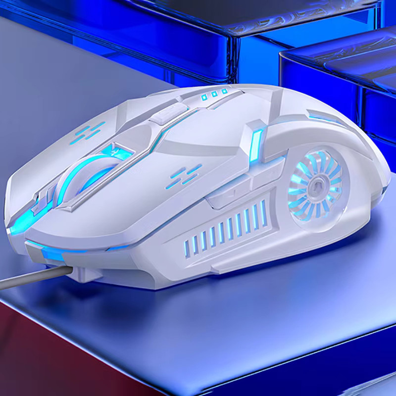 HXSJ G5 Mute Gaming-Maus mit RGB-Beleuchtung, mechanisch, 3200 DPI, 6 Tasten, Weiß - Bild 2