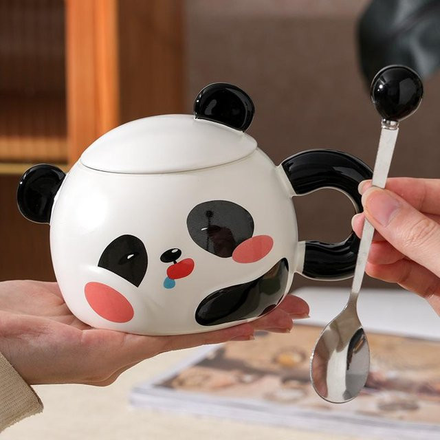 Yiran toy 1 Panda Keramiktasse in Weiß mit 400 ml Fassungsvermögen - Bild 1