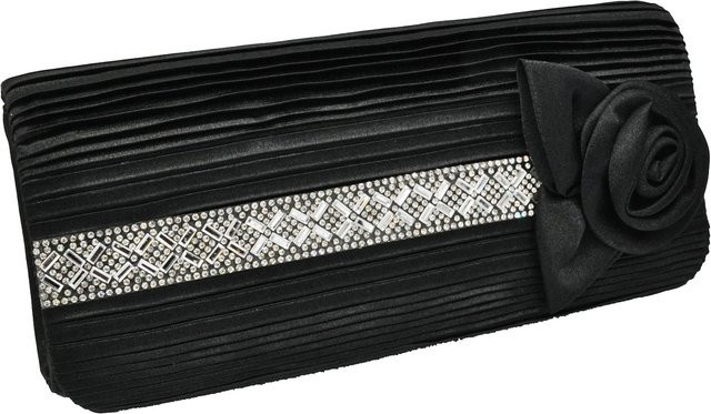 Steuer Modeschmuck Abendtasche Satin-Optik, Blüte, Strassbesatz, Damen - Bild 1