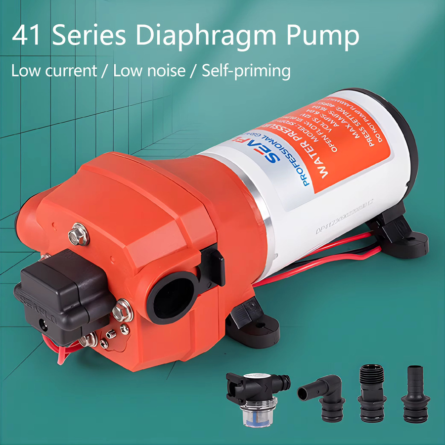 xmshxltd Vierkammer-Membranpumpe DC12/24V mit 35m Förderhöhe und 17LPM, automatische Selbstansaugpumpe als Wasserpumpen-Booster für Spülungen - Bild 3