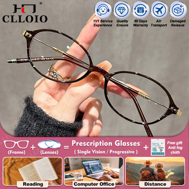 CLLOIO Lesebrille Oval, Vollrand, Braun, Damen, Blaulichtfilter - Bild 1