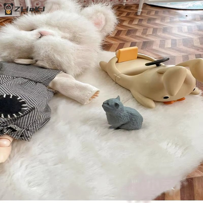 MYPANDA Puppenhaus Zubehör Plüsch Teppich in Weiß im Maßstab 1/12 für Schlafzimmer und Wohnzimmer - Bild 3