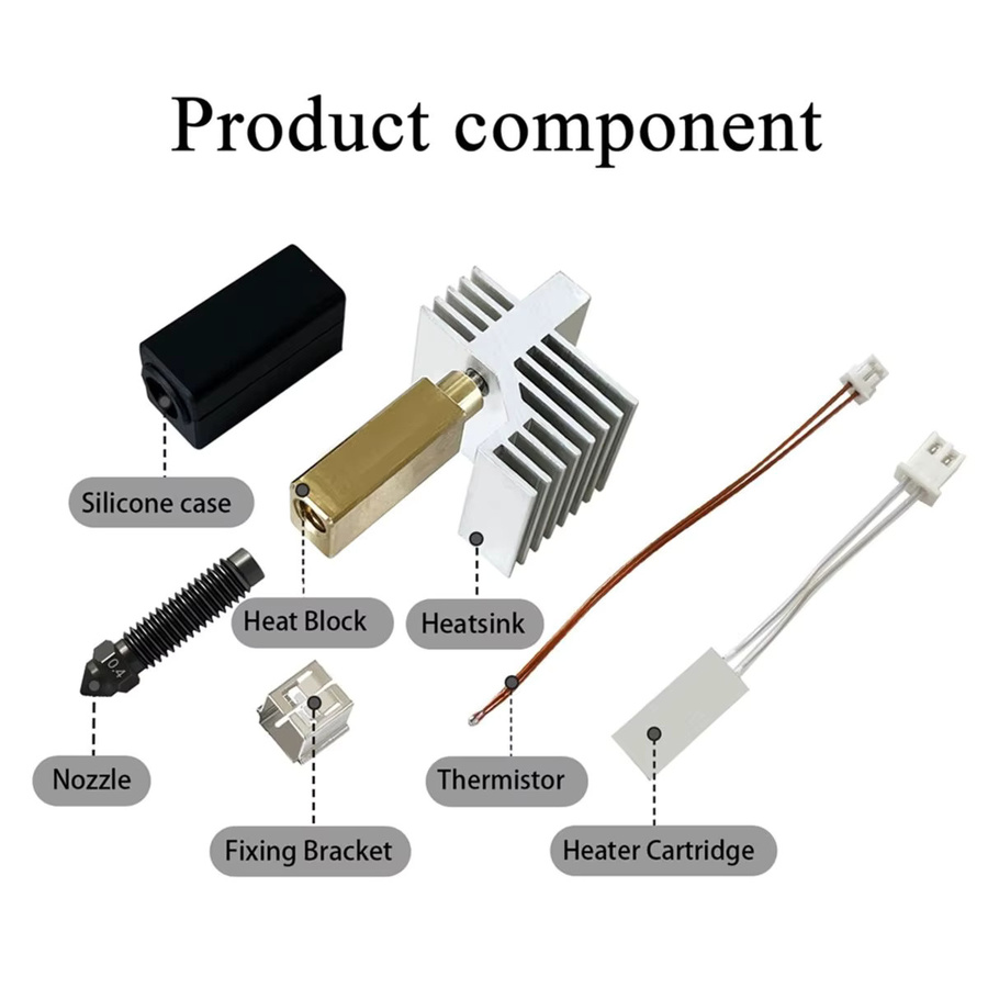A78I 2er-Set Gehärtetes Stahl und Keramik Hotend-Kit für Centauri Carbon 2/CC2 Druckkopf-Extruder mit zusätzlicher gehärteter Düse, 0,4 mm - Bild 3