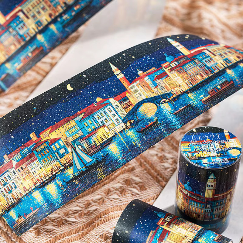Mr. Paper Washi Tape London Snow Scenery Architektur Cartoon-Klebeband Multicolor - Bild 1