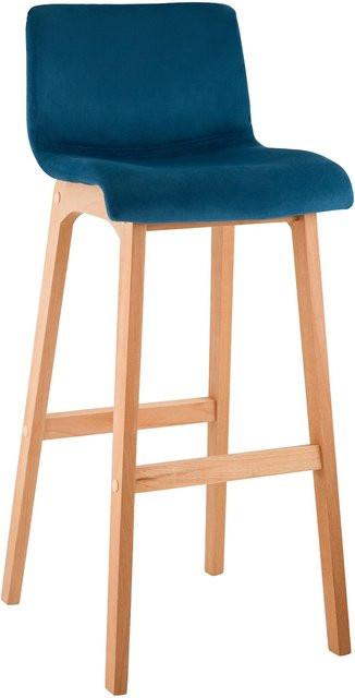 CLP Barhocker Hover mit Lehne aus Holz und Samtbezug in Braun, Sitzhöhe: 77 cm - Bild 1