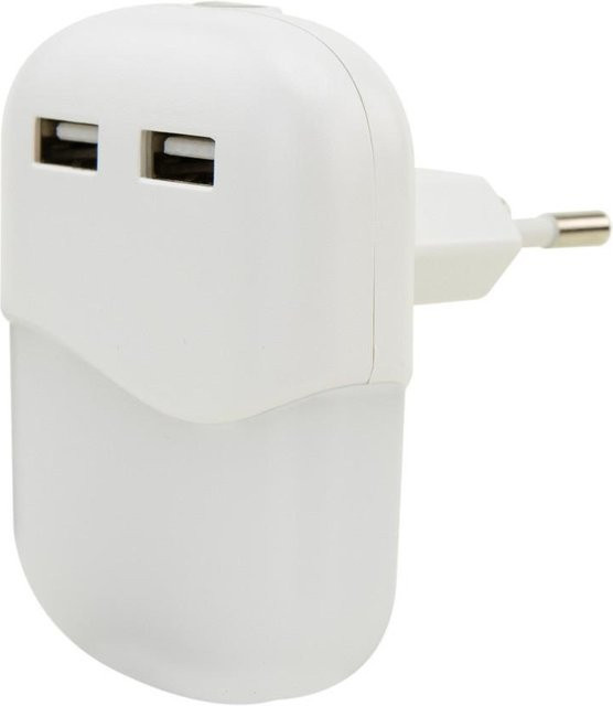 Ansmann Steckdosennachtlicht NL15AC mit 2 USB-Anschlüssen und LED, Weiß, Warmweiß - Bild 1