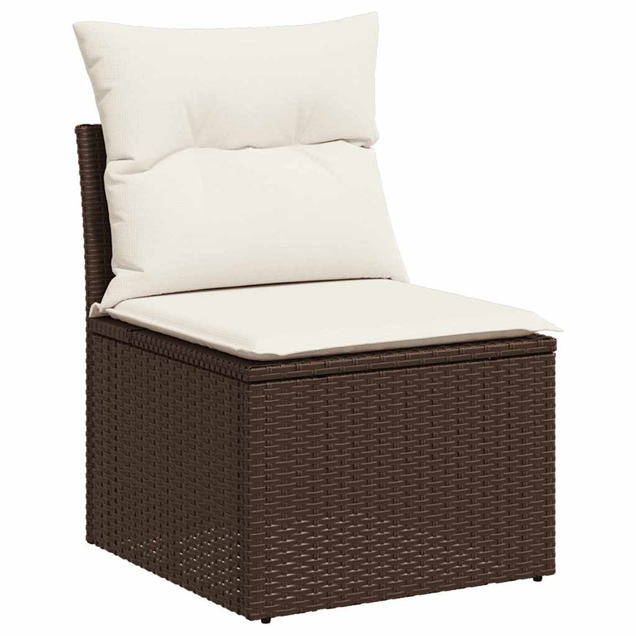 vidaXL 7-teilige Garten-Sofagarnitur in L-Form aus Polyrattan mit Kissen in Braun - Bild 4