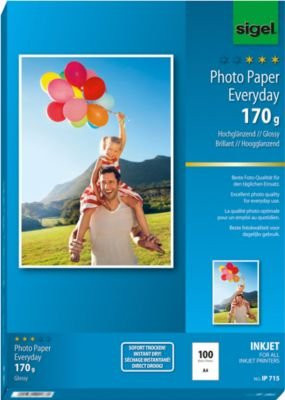 Sigel Everyday plus Inkjet-Fotopapier IP715, glänzend, weiß, A4, 170 g/m2, 100 Blatt - Bild 2
