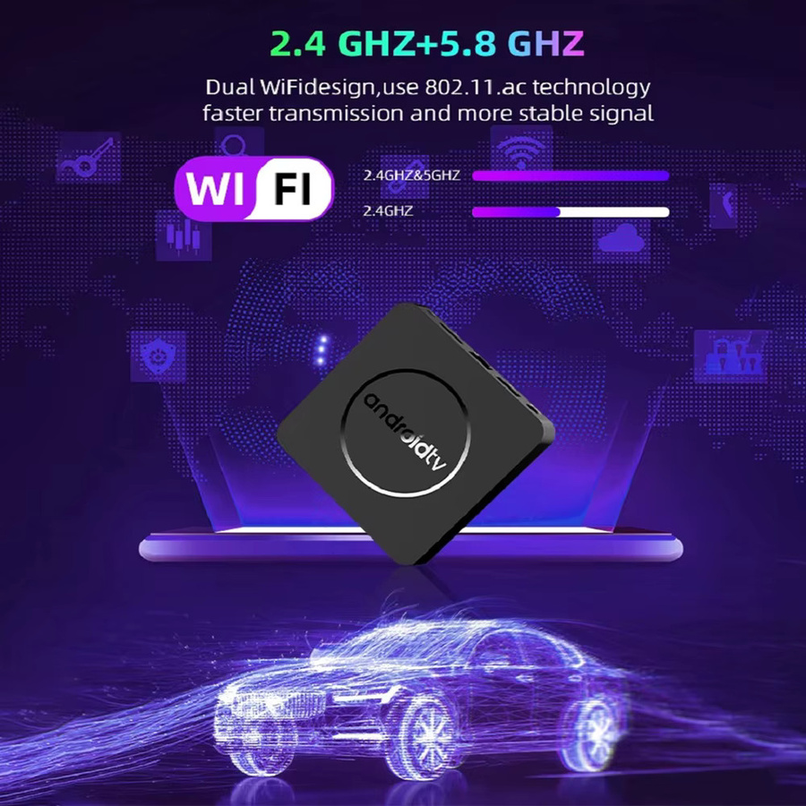 Android TV Box Q10 mit Android 16, Dual WiFi 2,4G & 5G, Google Voice, 4GB RAM, 64GB/128GB ROM, Media Player für 8K und 4K Video, Schwarz - Bild 3