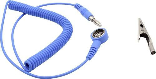 Quadrios ESD-Erdungskabel mit Druckknopf 10 mm, Stecker und Krokodilklemme, Blau, Länge: 1,80 m - Bild 1