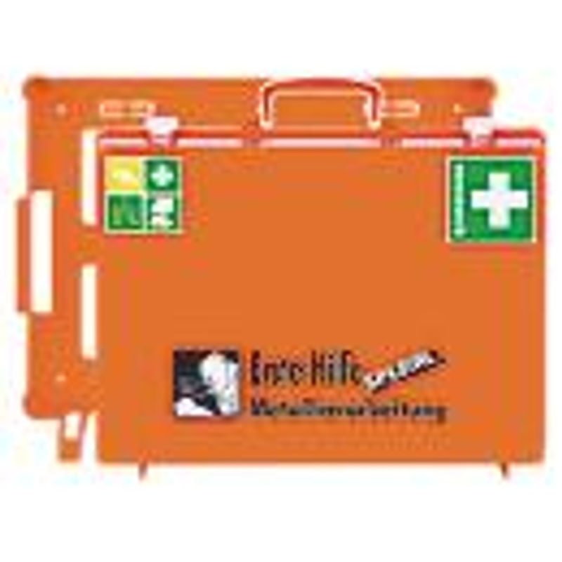 Söhngen Erste-Hilfe-Koffer für Metallbearbeitung DIN13157 plus Erw. in Orange, B/T/H: 40,0 x 40,0 x 15,0 cm - Bild 4