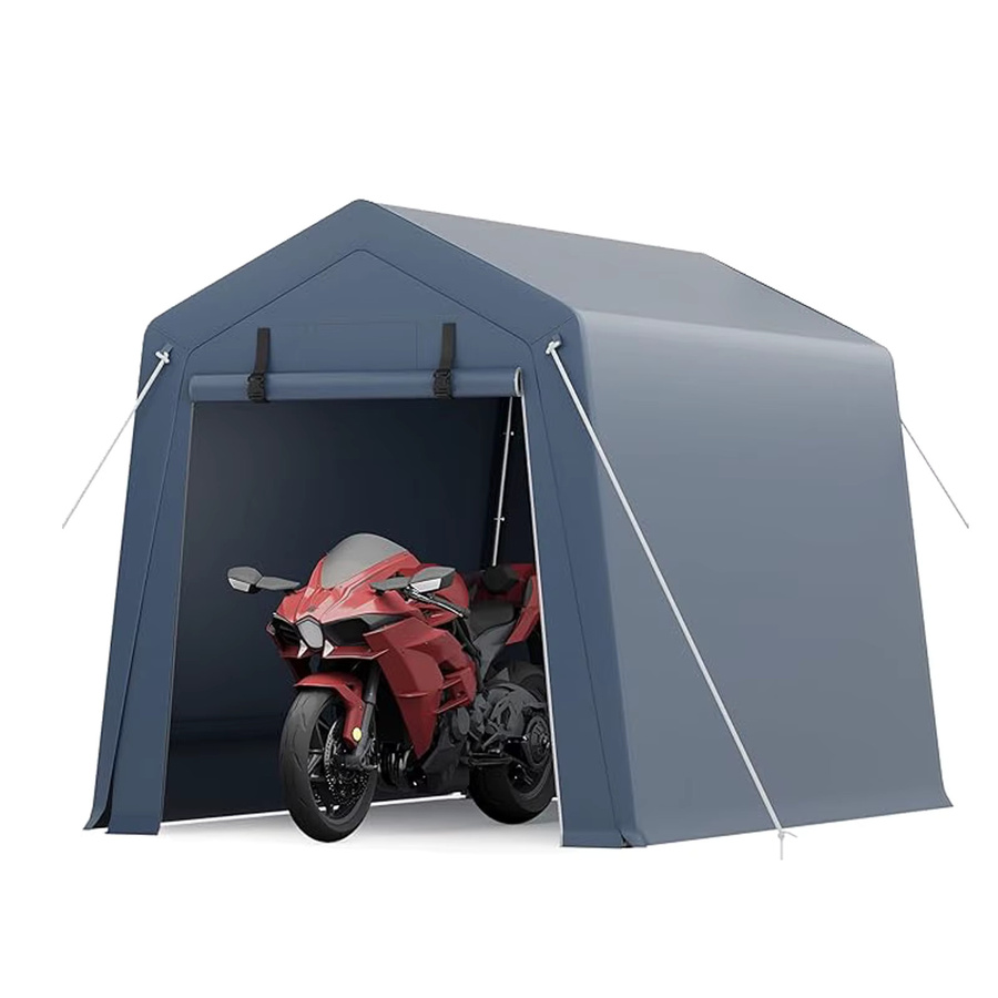 HiMISS Wasserdichte Outdoor-Lagerzeltplane mit Belüftungsfenstern und Giebeldach als Carport-Unterstand für Motorrad und Fahrrad - Bild 6