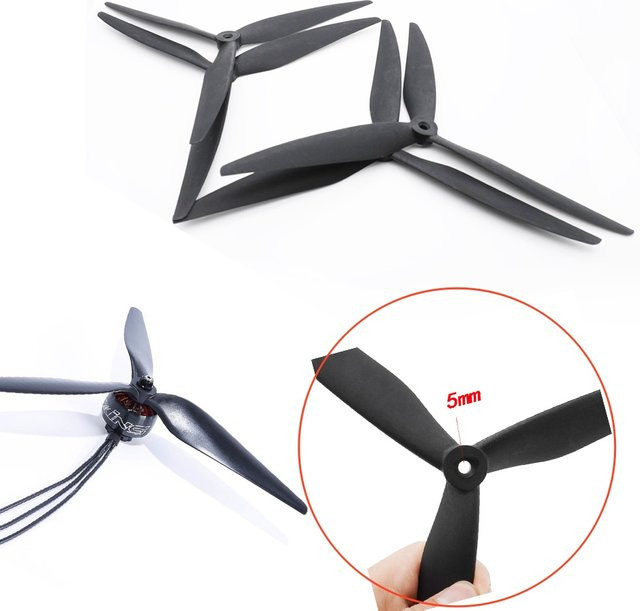 YSIDO 3-Blatt Propeller für HQ FPV Drohnen, 10 Zoll, Schwarz, Glasfaser-verstärktes Nylon, B/T/H: 25,4 x 25,4 x 0,76 cm - Bild 1