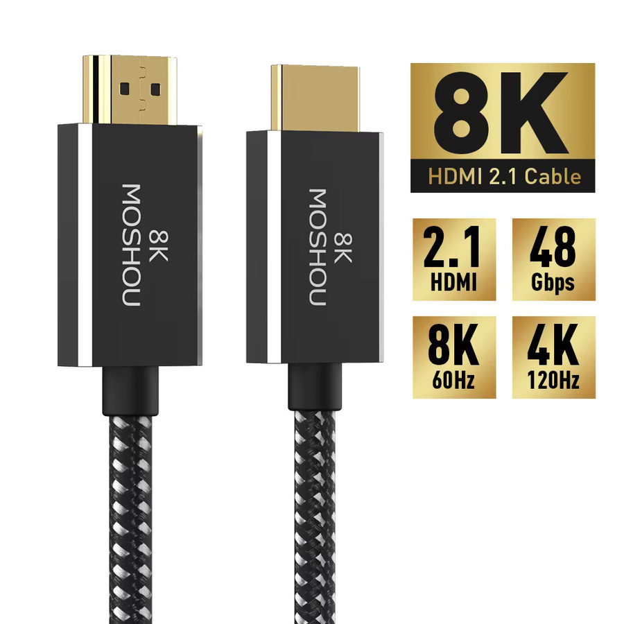 MOSHOU HDMI 2.1 Kabel mit 8K 60Hz, 4K 120Hz und 48Gbps für TV, PS5 und Projektoren - Bild 3