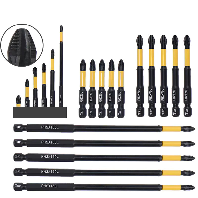 Onmaiwei Kreuzschlitz-Schraubendreher-Bit aus Wolframstahl, magnetisch, rutschfest und schlagfest, Edelstahl - Bild 2