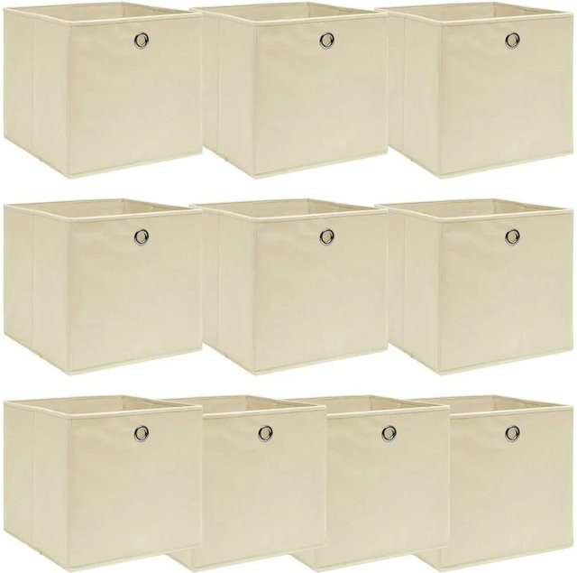 vidaXL Aufbewahrungsboxen aus Stoff, 10 Stück, Beige, B/T/H: 32 x 32 x 32 cm - Bild 1