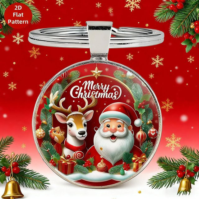 Noter Schlüsselanhänger, Weihnachtsanhänger, Runde Schnalle, Unisex - Bild 1