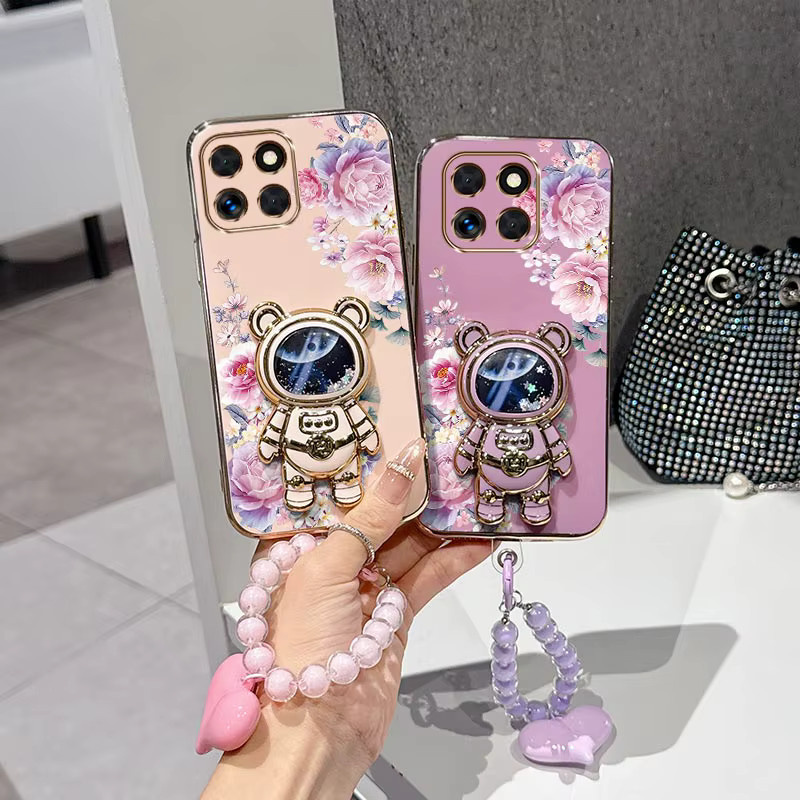 Zarte Blumen Handyhülle mit Lanyard für Honor X8B X6 X6C X8C X9A X7 X8 X9B X6A X8A X40 X50 X50Pro X50GT in Lila und Mehrfarbig - Bild 2
