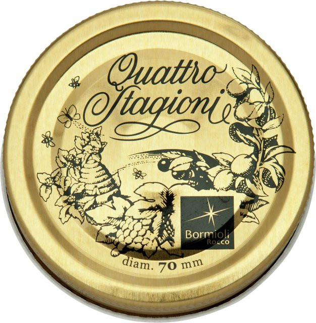 Bormioli Rocco Ersatzdeckel für Quattro Stagioni, Gold, 2er Pack, Durchmesser: 7,4 cm, Höhe: 1,5 cm - Bild 1
