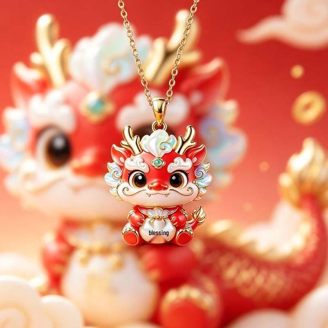 Anhänger Chinesischer Weißer Drachen, Zinklegierung, Weiß, Unisex - Bild 1