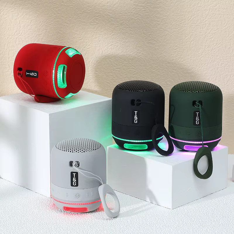 T&G Mini Bluetooth Lautsprecher TG294 mit LED Licht, Wireless Bass Box, FM Radio und TF Kartenslot in Rot - Bild 3