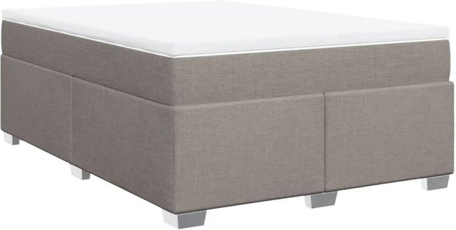 vidaXL Boxspringbett Hybrid mit Matratze und Taschenfederkern in Taupe, B/T: 160 x 200 cm - Bild 1