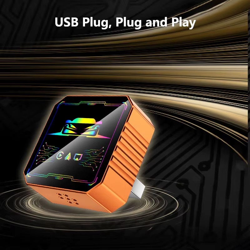 Lenovo 4-in-1 Wireless CarPlay und Android Auto Adapter mit Bildschirmspiegelung für iOS und Android in Orange - Bild 4