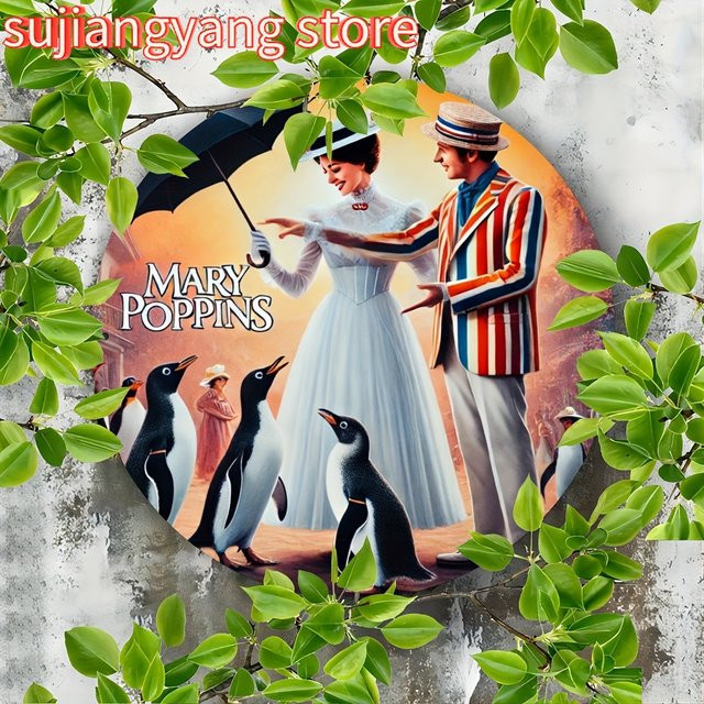 Potdemiel Mary Poppins Vintage Rundes Aluminiumschild, Durchmesser: 19,81 cm, Mehrfarbig - Bild 1