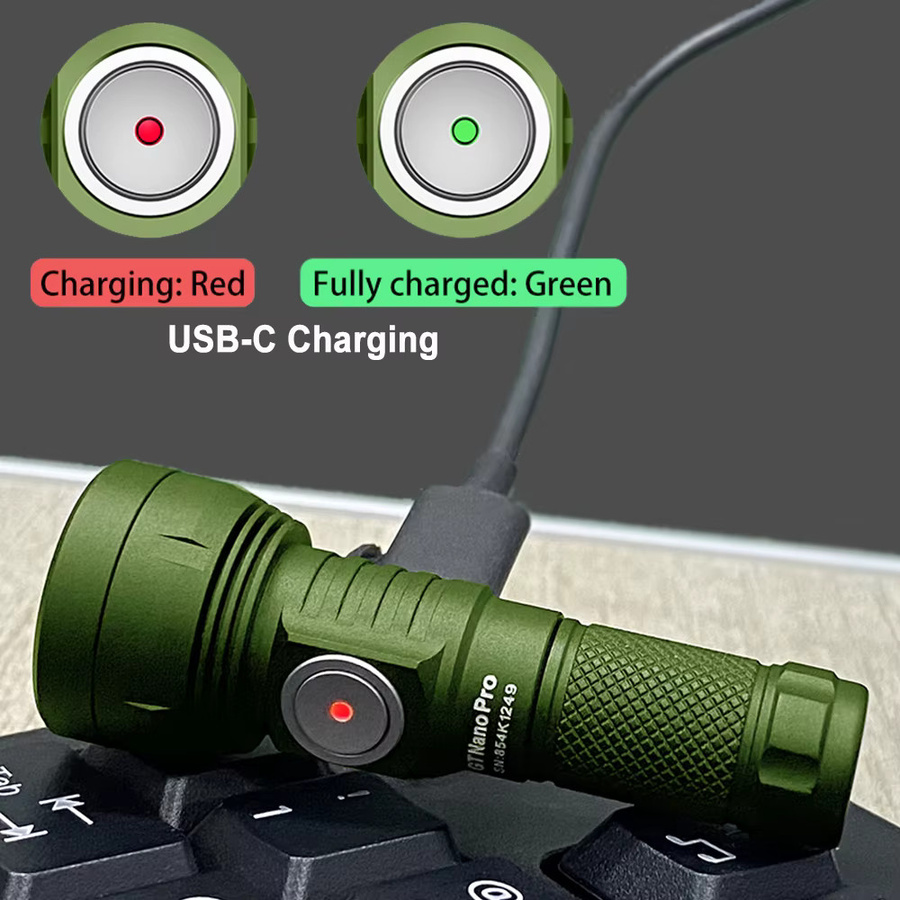 LUMINTOP GT NANO PRO 3.0 LED-Taschenlampe und Angellaterne mit 1600 Lumen, wiederaufladbar via Typ C, Farbe: Grün - Bild 5