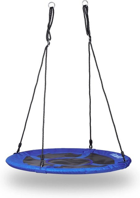 Relaxdays Nestschaukel Egg in Dunkelblau aus Metall und Nylon mit geschlossenem Sitz, Durchmesser: 100 cm - Bild 1