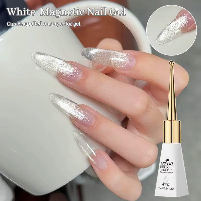 Mtssii Weiße Katze Magnetischer Gel Nagellack, 10 ml, Schimmernd - Bild 2