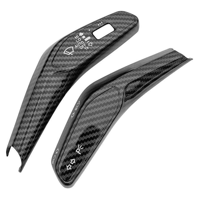 SNBLO Carbon Grain Schutzhülle für Lichtschalterstange, Wischerschalterstange und Cruise Control System für Audi A4 B9 und A6 C8, Schwarz - Bild 3