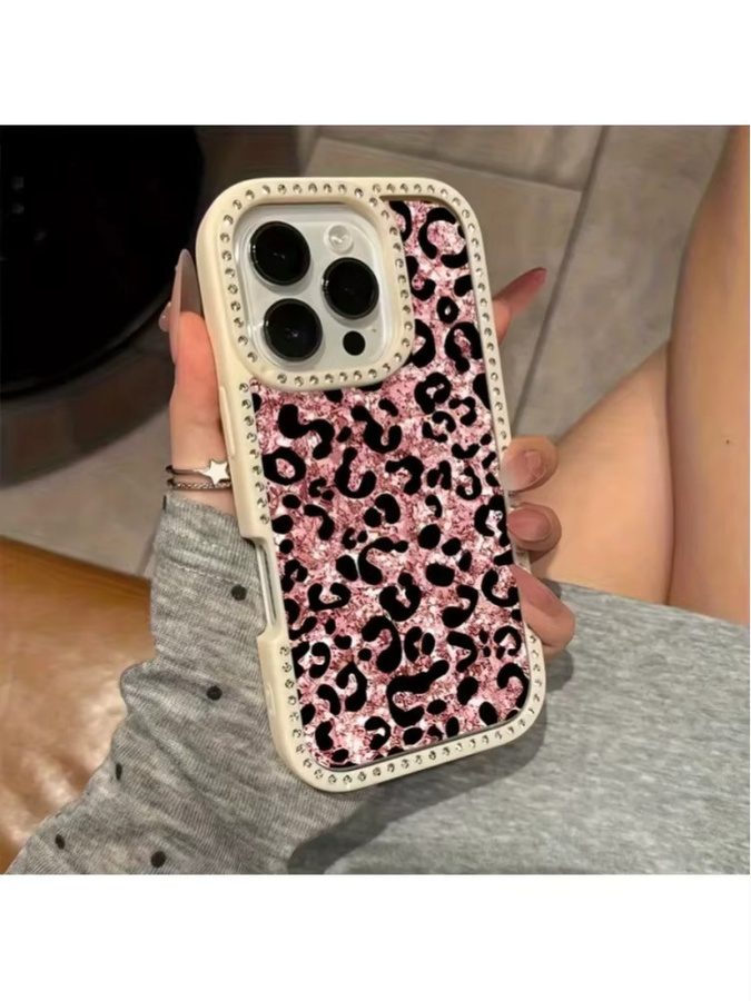 Handyhülle mit rosa Leopardenmuster und weichen TPU-Kanten für iPhone 11 bis iPhone 17 Pro Max in Pink und Schwarz - Bild 4