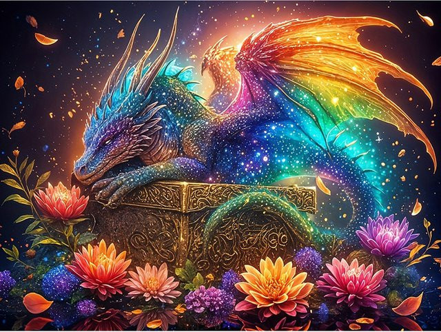 EverShine DIY 5D Diamant Malerei Dinosaurier und Blumen Mosaik Set mit runden Steinen in Multicolour für Erwachsene - Bild 1