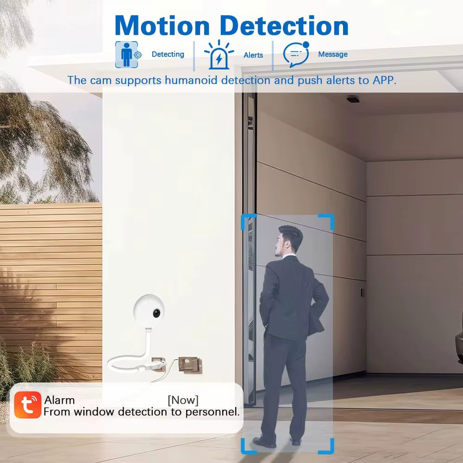 Tuya WiFi Smart Glühbirnen Kamera 2K 5MP Mini IP Sicherheitssensoren mit Farb-Nachtsicht in Weiß - Bild 5