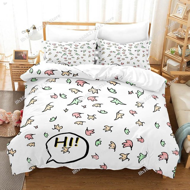 Heartstopper Bettwäsche Set mit 3D Anime Ahornblatt Druck, Microfaser, Weiß, B/H: 135 x 200 cm - Bild 1