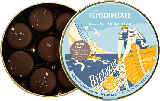 Erfurter Goldhelm Karamellpralinen Meersalz dunkle Schokolade 80 g - Bild 1