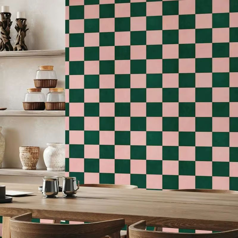 Pixel&Wall Schachbrett-Tapete mit geometrischem Fliesenmuster in Multicolour als selbstklebendes Vliespapier - Bild 2