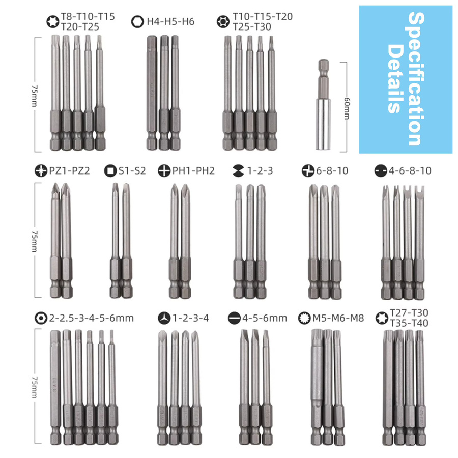 KKMOON 50-teiliges Schraubendreher Bit Set mit extra langen magnetischen Bits für Sicherheit und Präzision - Bild 3